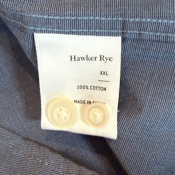 Hawker Rye Essential Wash Long Sleeve Button Down Shirt Navy XXL Men's - Picture 8 of 9